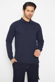 Sweat t-shırt Polo Yaka Kışlık Uzun Kol Gri