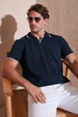 Buratti Streç Pamuklu Regular Fit Şerit Detaylı Erkek Polo Yaka T Shirt 5902768 İNDİGO