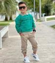 MODAVALS GÖMLEK YAKA SWEATSHIRT VE GABARDİN KARGO PANTOLON ERKEK ÇOCUK KOMBİN