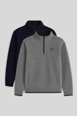 Dik Yaka Yarım Fermuarlı 2li Paket Lacivert-Gri Melanj Erkek Polar Sweatshirt - 87891