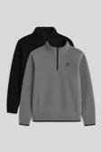 Dik Yaka Yarım Fermuarlı 2li Paket Siyah-Gri Melanj Erkek Polar Sweatshirt - 87891