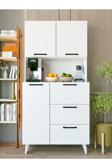 Montenero Çok Amaçlı Dolap Parlak Beyaz Kahve Köşesi 6 Kapaklı Mutfak Dolabı Fırın Raflı Dolap