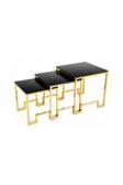 Hitit Dekorasyon Foster Gold Metal Cam Yan Sehpa