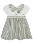 Bombili Çiçek Nakışlı Çizgili 1-3 Yaş Elbise - Haki2-3 Yaş