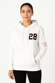 Kadın Üç İplik Kapüşonlu Ön ve Arka Baskılı SweatShirt hoodie - Beyaz