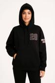 Kadın Üç İplik Kapüşonlu Ön ve Arka Baskılı SweatShirt hoodie - Siyah