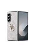 Guess Galaxy Z Fold 6 Uyumlu Kılıf Lisanslı Leather Metal Logo Kapak Pembe
