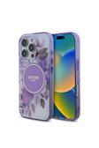 Guess İphone 16 Pro Uyumlu Kılıf Lisanslı Magsafe Şarj Özellikli Flower Tonal Circle Mor