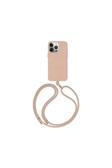 Coehl İphone 15 Pro Uyumlu Kılıf Magsafe Şarj Özellik Soft Arka Yüzey Askı Ipli Muse Kılıf Rose Gold
