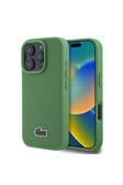 Lacoste İphone 16 Pro Kılıf Lisanslı Pu Pike Desenli İkonik Timsah Dokuma Logolu Yeşil
