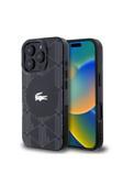 Lacoste İphone 16 Pro Max Kılıf Lisanslı Magsafe Özellik Iml Baskı Timsah Logolu Monogram Siyah