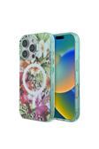 Guess İphone 16 Pro Uyumlu Kılıf Lisanslı Magsafe Özellikli Iml Baskılı Jungle Ring Yeşil