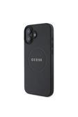 Guess İphone 16 Plus Uyumlu Kılıf Lisanslı Magsafe Şarj Özellikli Yazı Logolu Grained Siyah