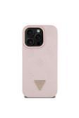 Guess İphone 16 Pro Kılıf Lisanslı Magsafe Özellikli Üçgen Logolu Pu Deri Peony Kapak Pembe