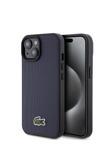 Lacoste İphone 15 Kılıf Lisanslı Pu Pike Desenli İkonik Timsah Dokuma Logolu Kapak