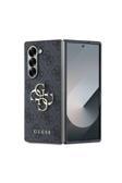 Guess Galaxy Z Fold 6 Uyumlu Kılıf Lisanslı Leather Metal Logo Kapak Siyah