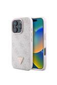 Guess İphone 16 Pro Max Uyumlu Kılıf Lisanslı Magsafe Özellikli Pu Deri 4G Desenli Taşlı Üçgen