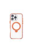 Raptic İphone 16 Pro Max Kılıf Magsafe Uyumlu Standlı Kapak Raptic Airjoy Serisi Boncuk Tasarımlı Turuncu
