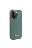 Guess İphone 15 Pro Max Uyumlu Kılıf Guess Lisanslı Yazı Logolu Glitter Glossy Script Kapak Haki
