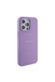 Guess İphone 15 Pro Max Uyumlu Kılıf Lisanslı Magsafe Şarj Yazı Logolu Saffiano Açık Mor