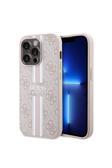 Guess İphone 14 Pro Max Uyumlu Kılıf Lisanslı Magsafe Şarj Özellikli Şerit Tasarımlı Printed Kapak