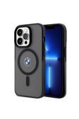 Bmw İphone 15 Pro Uyumlu Max Kılıf Lisanslı Magsafe Şarj Özellikli Iml Baskı Logolu Buzlu Mat Siyah