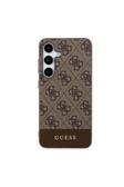 Guess Galaxy S24 Plus Uyumlu Kılıf Guess Lisanslı Pu Deri Şerit Logo Dizaynlı Kapak Kahverengi