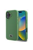 Lacoste İphone 16 Plus Kılıf Lisanslı Pu Pike Desenli İkonik Timsah Dokuma Logolu Yeşil