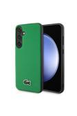 Lacoste Galaxy S24 Kılıf Lisanslı Pu Pike Desenli Arka Yüzey İkonik Timsah Dokuma Logolu Kapak Yeşil