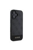 Guess İphone 16 Plus Uyumlu Kılıf Lisanslı Magsafe Şarj Özellikli Pu Deri Şerit Logo