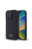 Lacoste İphone 16 Pro Kılıf Lisanslı Pu Pike Desenli İkonik Timsah Dokuma Logolu Lacivert