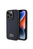 Lacoste İphone 15 Pro Max Kılıf Lisanslı Pu Pike Desenli İkonik Timsah Dokuma Logo Lacivert