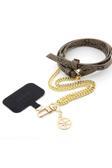 Guess Lisanslı 4G Desenli Zincirli 4G Metal Logolu Çapraz Vücut Pu Telefon Askı Kayışı Kahverengi