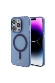 Tumı İphone 15 Pro Uyumlu Kılıf Tumı Lisanslı Magsafe Şarj Özellikli Buzlu Mat Kapak Mavi