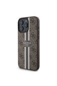 Guess İphone 16 Pro Max Kılıf Lisanslı Uyumlu Şarj Özellikli 4G Şerit Tasarımlı Printed Kahverengi