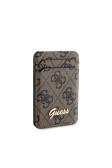 Guess Lisanslı Magnetik Standlı Kartlık 4G Desenli Metal Script Logolu Kahverengi