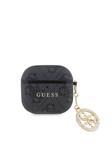 Guess Airpods 4 Kılıf Guess Lisanslı Klasik 4G Desenli Taşlı Süs Zincirli Kılıf Siyah
