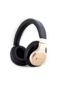 Guess Lisanslı Bluetooth Kulaklık Script Gold Serisi Metal Yazı Logolu 4G Desenli Siyah
