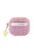 Guess 3. Nesil Uyumlu Kılıf  Parıltılı Taş Kaplamalı Üçgen Süs Zincirli Pembe