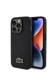 Lacoste İphone 15 Pro Max Kılıf Lisanslı Pu Pike Desenli İkonik Timsah Dokuma Logolu Siyah