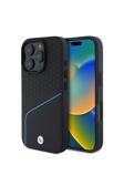 Bmw İphone 16 Pro Uyumlu Kılıf Lisanslı Magsafe Özellikli Metal Logolu Dokulu Ve Çizgili Deri