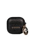 Guess Airpods 4 Kılıf Guess Lisanslı Glitter Elmas Kalp Zincirli Kılıf Siyah