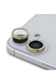 Guess İphone 16 Plus Guess Lisanslı Rhinestone Taşlı Kamera Lens Koruyucu Gold