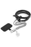 Guess Lisanslı 4G Desenli Zincirli 4G Metal Logolu Çapraz Vücut Pu Telefon Askı Kayışı Siyah