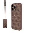 Guess İphone 16 Pro Max Uyumlu Kılıf Lisanslı 4G Büyük Metal Logolu Askılı Kapak Kahverengi