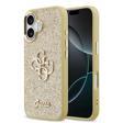 Guess İphone 17 Uyumlu Kılıf Lisanslı 4G Büyük Metal Kamera Çerçeveli Ve Logolu Glitter Kapak Gold