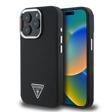 Guess İphone 14 Pro Max Kılıf Lisanslı M-Safe Şarj Özellikli Grained Triangle Kapak Siyah