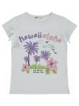Civil Girls Havai Aloha Baskılı 6-9 Yaş Tişört - Beyaz8-9 Yaş