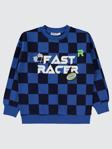 Civil Boys Renkli Dama Empirme Racer Baskılı 6-9 Yaş Sweatshirt - Mavi7-8 Yaş