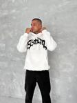 Unisex Üç İplik Kapüşonlu Baskılı SweatShirt - Beyaz